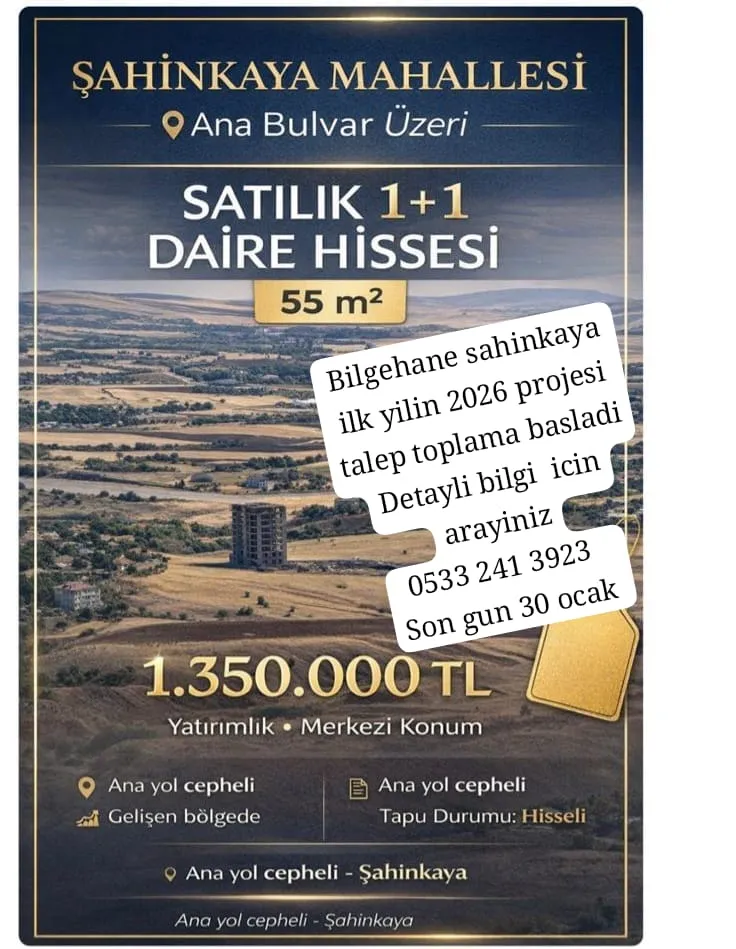 Şahinkaya’da Yeni Yatırım Fırsatı: Bilgehane 2026 Projesi İçin Talep Toplama Başladı!